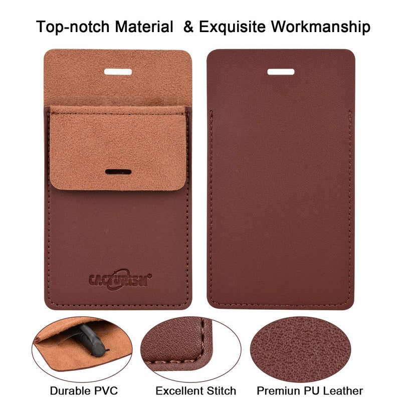 Cacturism Pocket Protector, 4 Pack Premium PU Leather Men Women Pen Holder Pouch Pocket Organizer For Shirts, Lab Coats, Pants; Multi-Purpose-Holds Pens, Pointers, Pencils, Ruler, Tools (Brown 4 Pcs) - Image 3